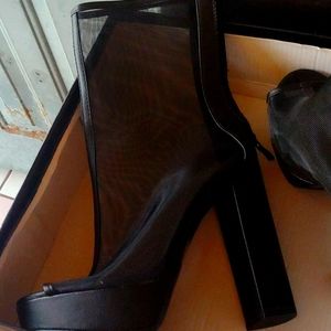 Peep Toe Mesh Booties